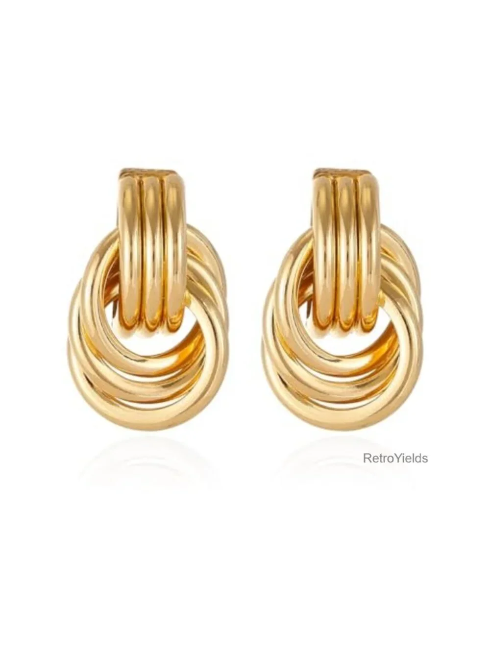 Chunky Gold Geometric Drop Dangle Earrings for Women Lightweight Alloy